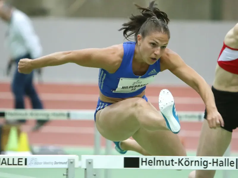 Nadine Hildebrand gewann die 60 Meter Hürden in starken 8,03 Sekunden.